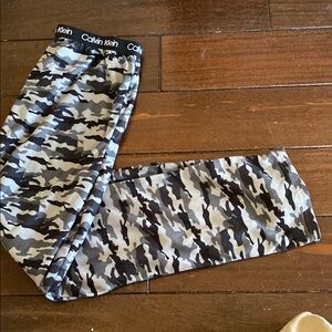 Calvin Klein Black and Gray Sweatpants with Camouflage Design